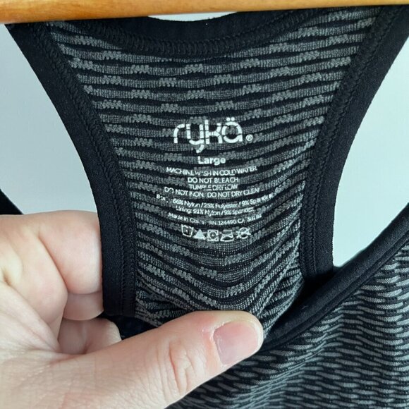 Ryka Women’s Black Grey Stretch Racerback Style Sports Bra L - Picture 4 of 6